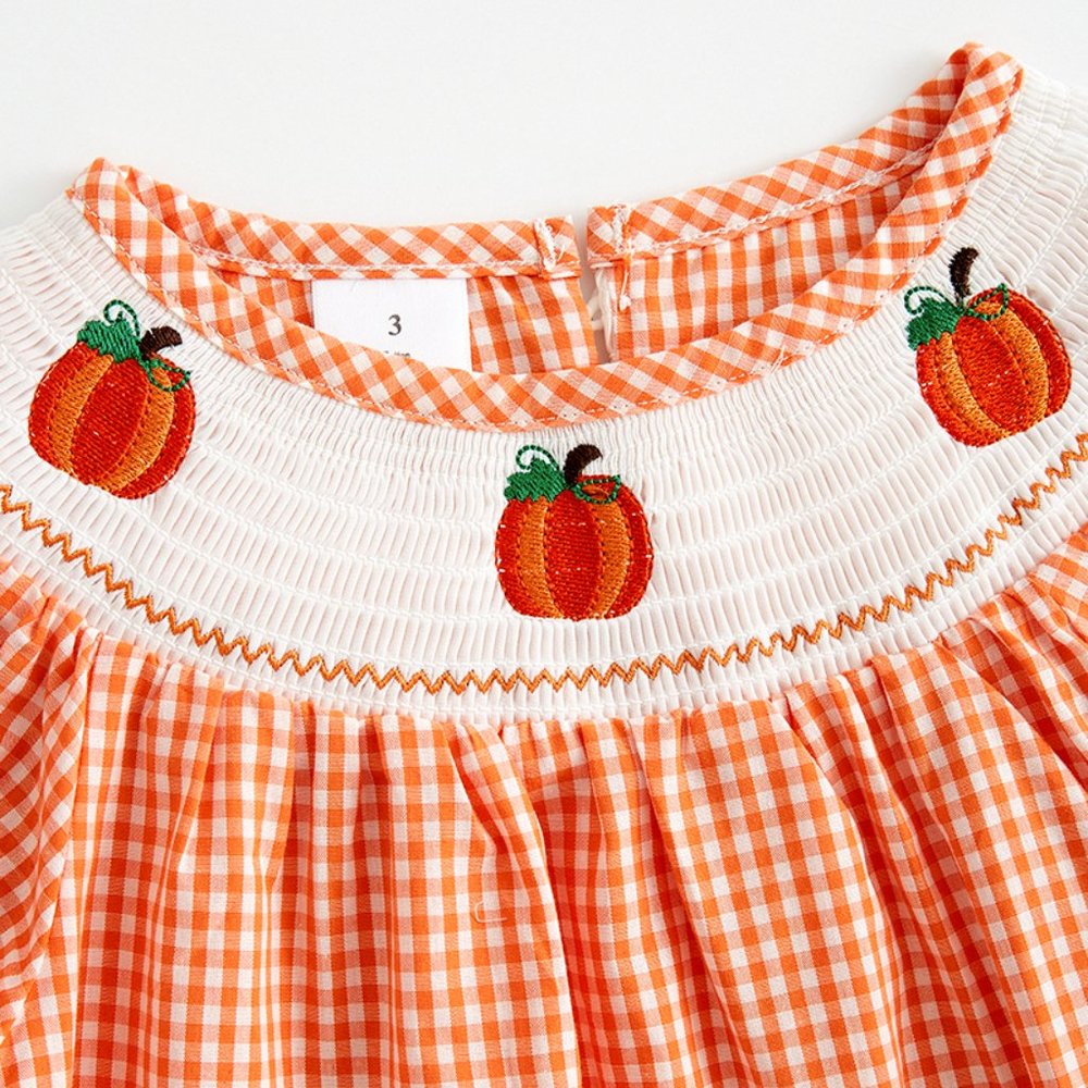 Boutique Pumpkin Girls Embroidered Smocked Dress - Picture 2 of 4